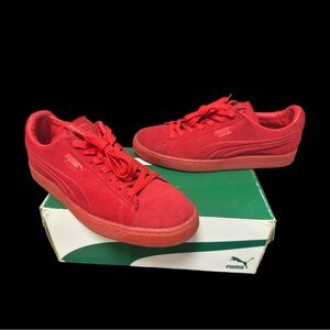 Puma Men's Suede Emboss Iced High Risk Red Low-Top Sneakers Men’s US Size 9